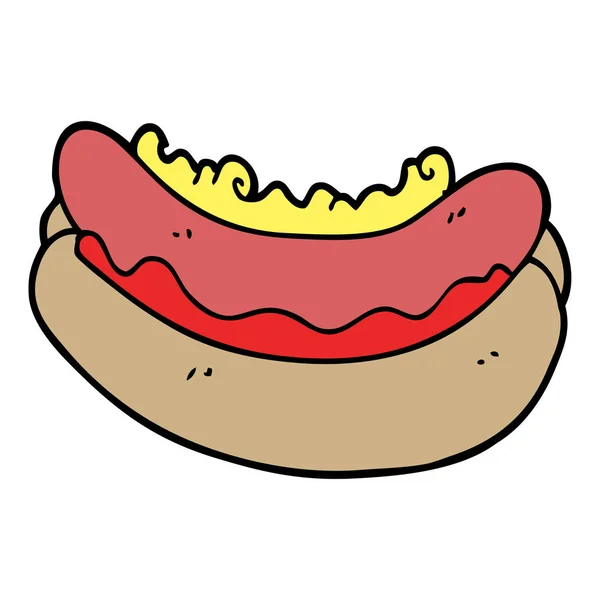 Cartoon Doodle Hotdog Brötchen — Stockvektor