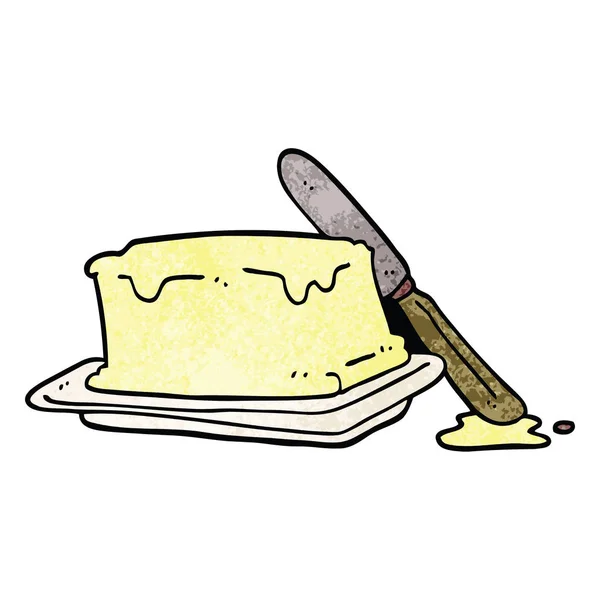 Manteiga Doodle Desenhos Animados Faca — Vetor de Stock