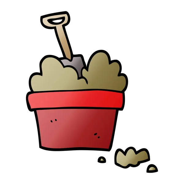 Vector Kleurovergang Illustratie Cartoon Tuinieren Pot — Stockvector