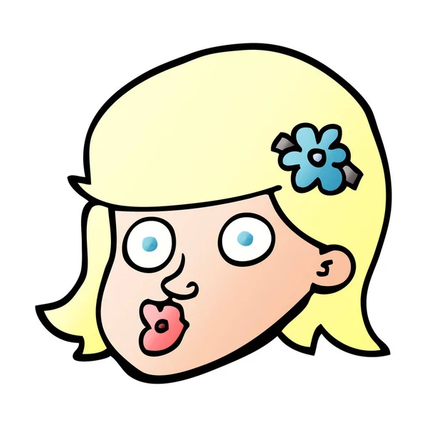 女の子のベクトル グラデーション図漫画の顔 — ストックベクタ