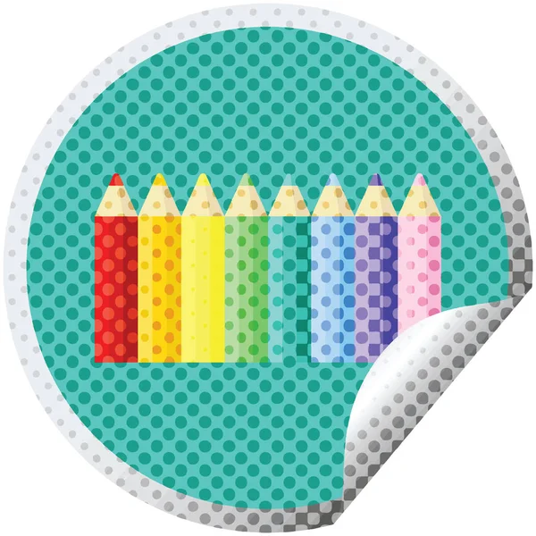 彩色铅笔图形向量例证圆形贴纸 — 图库矢量图片