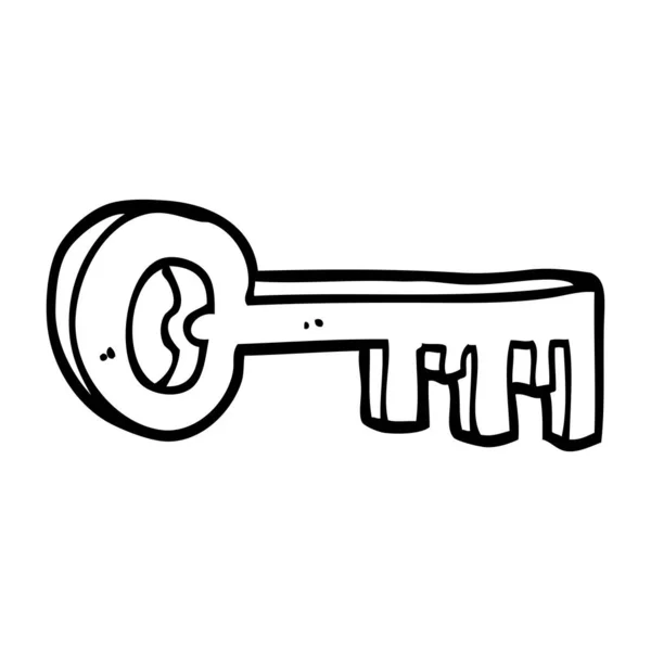 Linienzeichnung Cartoon Gold Key — Stockvektor