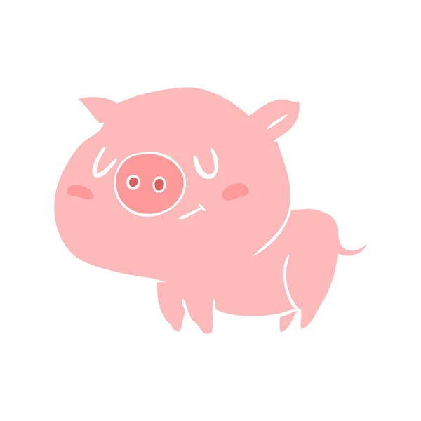 Cerdo Dibujos Animados Estilo Color Plano — Vector de stock