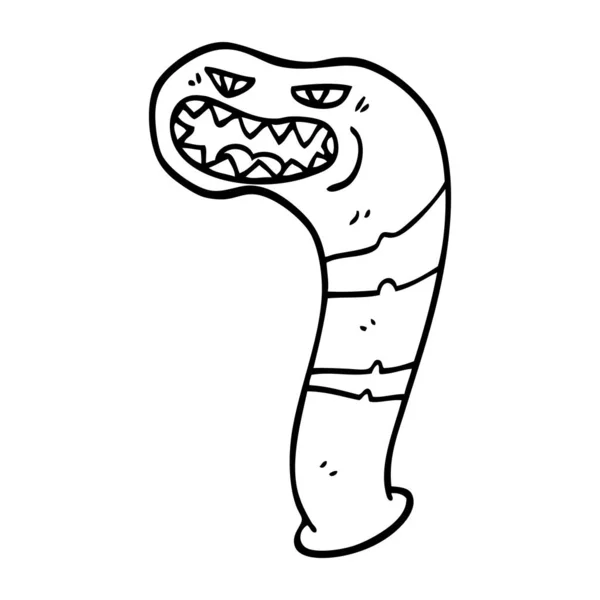 Line Drawing Cartoon Monster Leech — Stock Vector