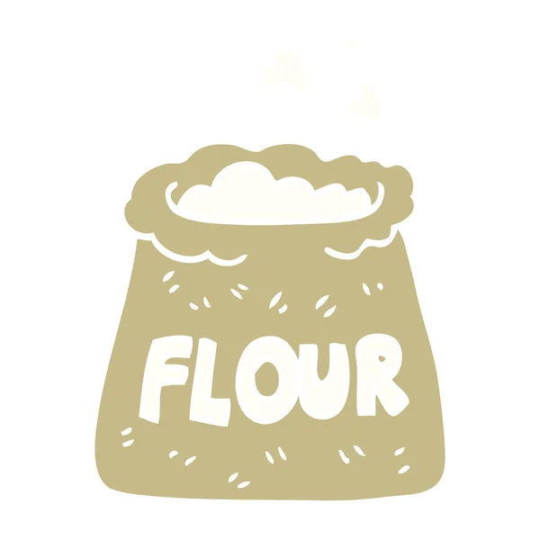 Flat Color Illustration Cartoon Bag Flour — Stock Vector