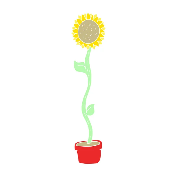 Flat Color Illustration Sunflower — Stock Vector