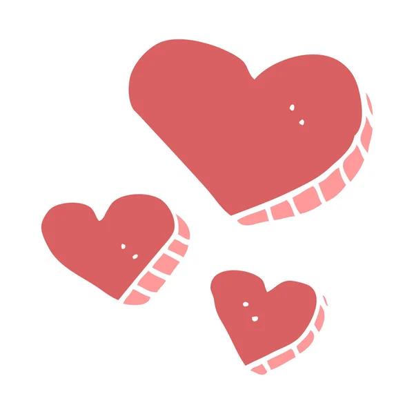 Plochý Barevný Styl Kreslená Láska Srdce — Stockový vektor