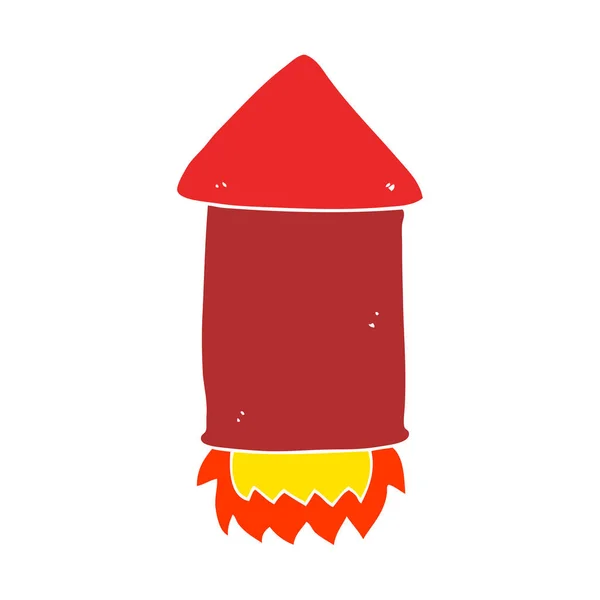 Cohete Dibujos Animados Estilo Color Plano — Vector de stock