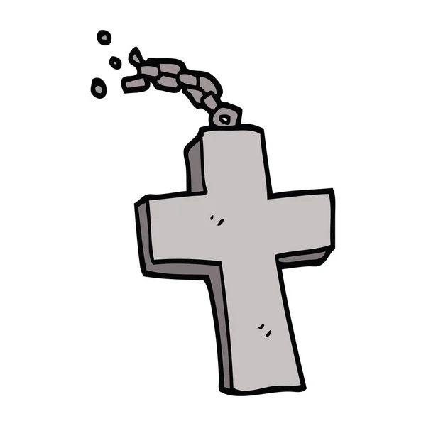 Dessin Animé Doodle Croix Argent — Image vectorielle