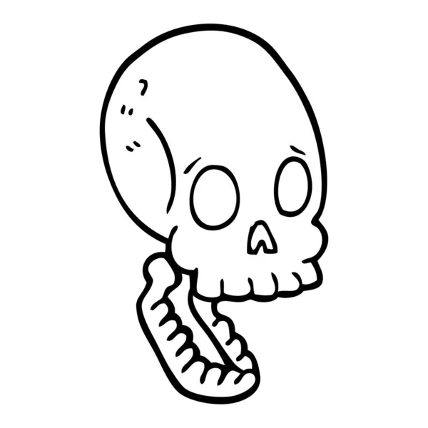 Linha Desenho Desenho Desenho Animado Crânio —  Vetores de Stock