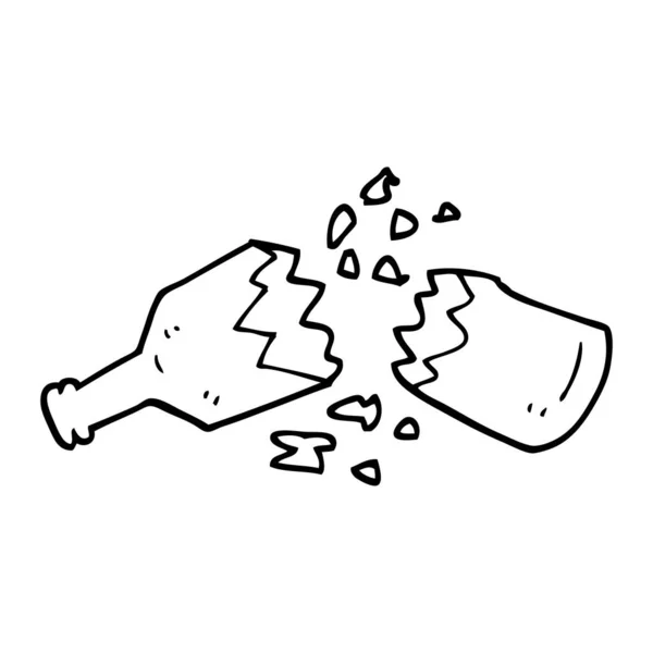 Black White Cartoon Smashed Glass Bottle — Stock Vector
