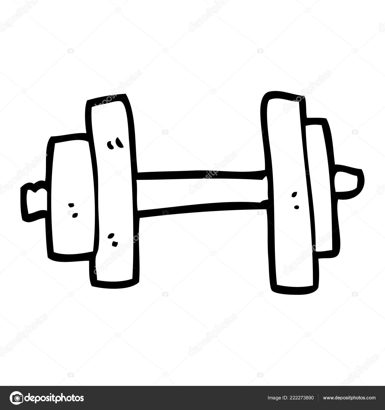 Gym cartoon drawing | Line Drawing Cartoon Gym Weights — Stock Vector