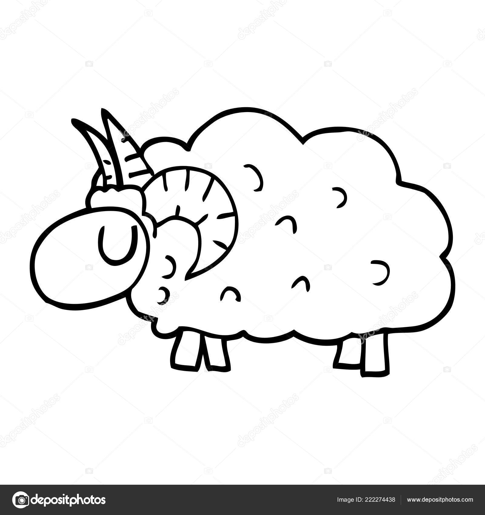 Line Drawing Cartoon Black Sheep Stock Vector C Lineartestpilot 222274438
