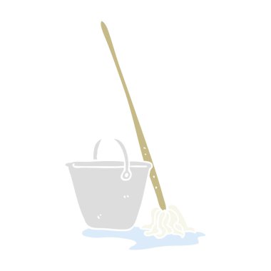 paspas ve kova düz renkli çizimi