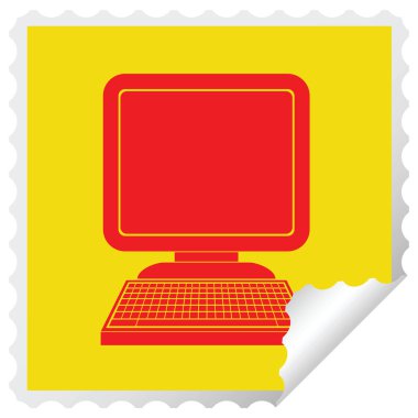 bilgisayar kutsal kişilerin resmi etiket vektör çizim peeling kare