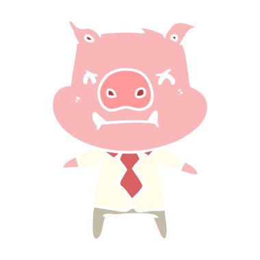 kızgın düz renk tarzı çizgi film domuz patron