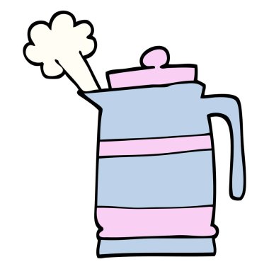 elle çizilmiş doodle tarzı çizgi film su ısıtıcısı