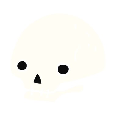 düz renk tarzı çizgi film ürkütücü kafatası