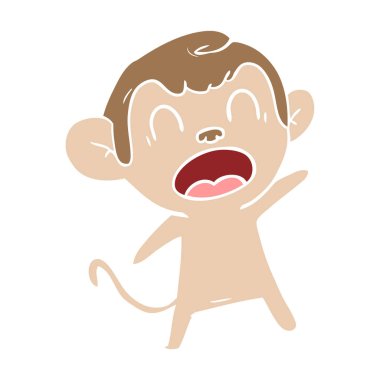 düz renk stil karikatür maymun bağırarak