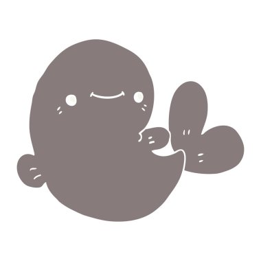 düz renk tarzı çizgi film balina