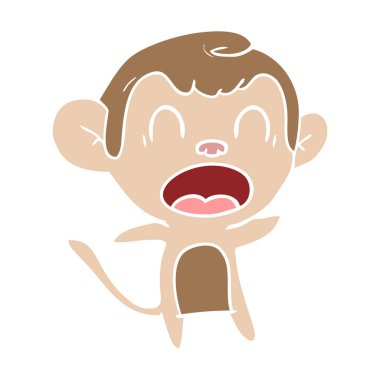 düz renk stil karikatür maymun bağırarak