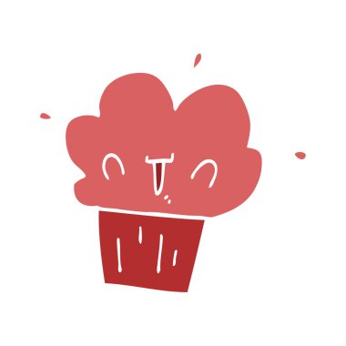 düz renk tarzı çizgi film cupcake