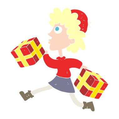 düz renk illüstrasyon kadın ile çalışan sunar