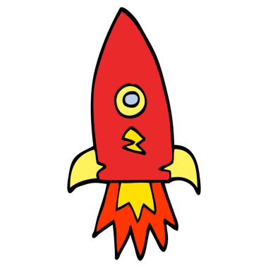 çizgi film doodle uzay roketi