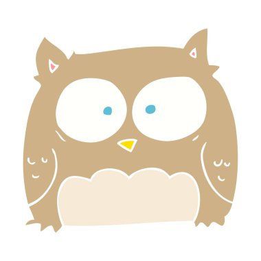 baykuş düz renkli çizimi