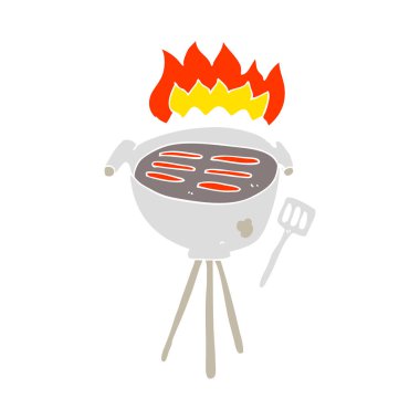 Barbekü düz renkli çizimi