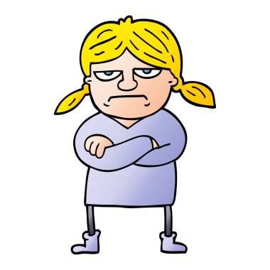 vektör degrade illüstrasyon karikatür huysuz kız