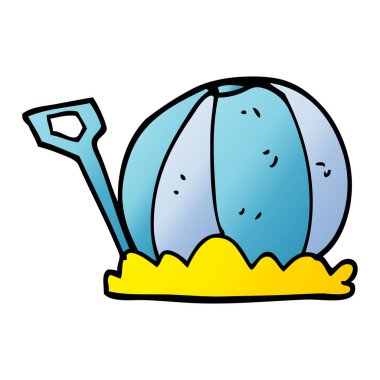 çizgi film doodle plaj topu ve kürek