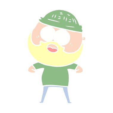 düz renk stil çizgi film sakallı adam şaşırttı