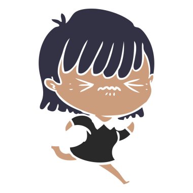 rahatsız düz renk tarzı çizgi film kız