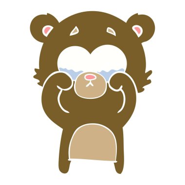 düz renk stil çizgi film gözleri sürtünme ayı ağlıyor