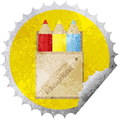 grafik vektör çizim etiket damga yuvarlak kalemler renklendirme paketi