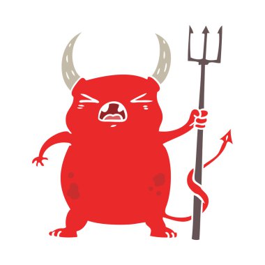 düz renk stil kızgın küçük çizgi film Şeytan