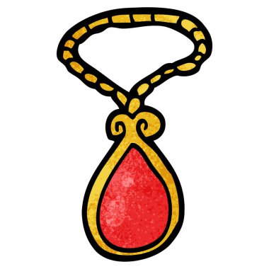 çizgi film doodle kırmızı kolye