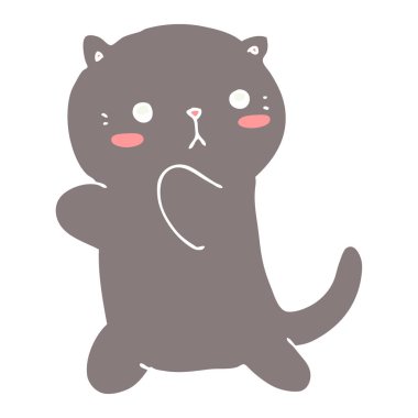 sevimli düz renk stil karikatür kedi
