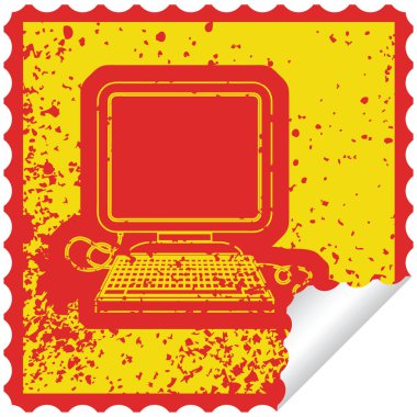 fare ile bir bilgisayarın sıkıntılı etiket simge tasarlamak