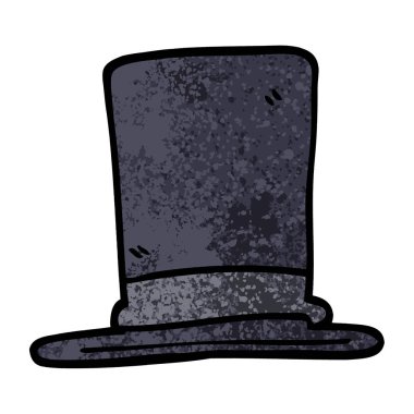 Grunge dokulu illüstrasyon karikatür silindir şapka