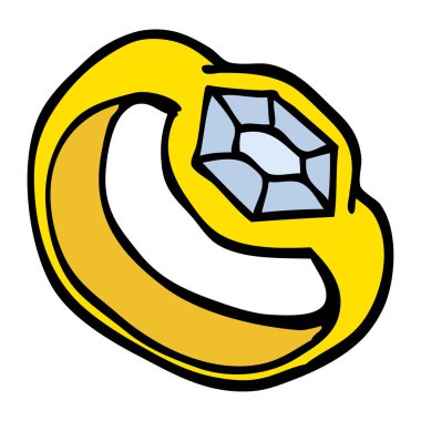 elle çizilmiş doodle tarzı çizgi film elmas yüzük