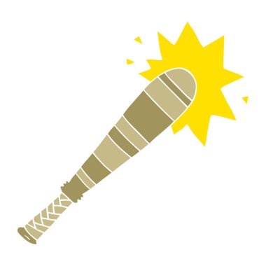 düz renk tarzı çizgi film beyzbol sopası isabet