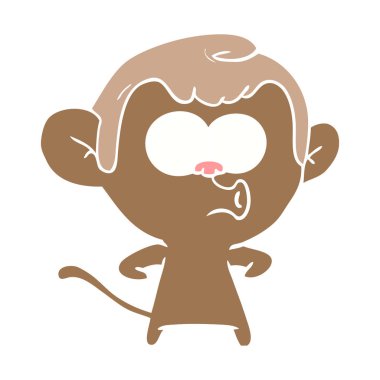 maymun hooting düz renk stil çizgi film