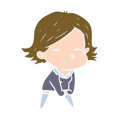 düz renk tarzı çizgi film kadın