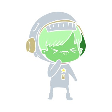 kızgın düz renk tarzı çizgi film alan kız