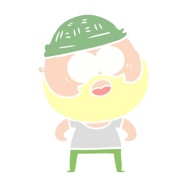 düz renk stil çizgi film adam sakallı