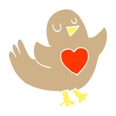 aşk kalp karikatür doodle kuşla