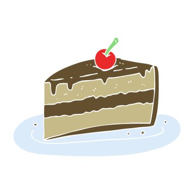 pasta dilimi düz renkli çizimi