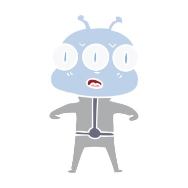 düz renk tarzı çizgi film üç gözlü yaratık